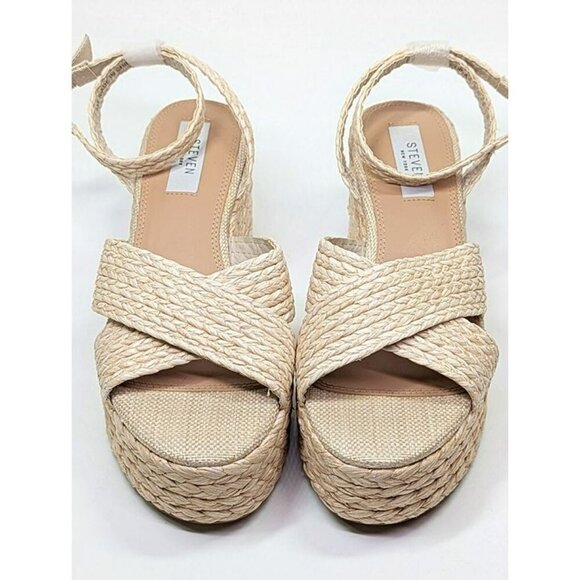 Steven New York Ramey Espadrille Platform Wedge Raffia Sandal Size 8 (MSRP $130) - Picture 5 of 9
